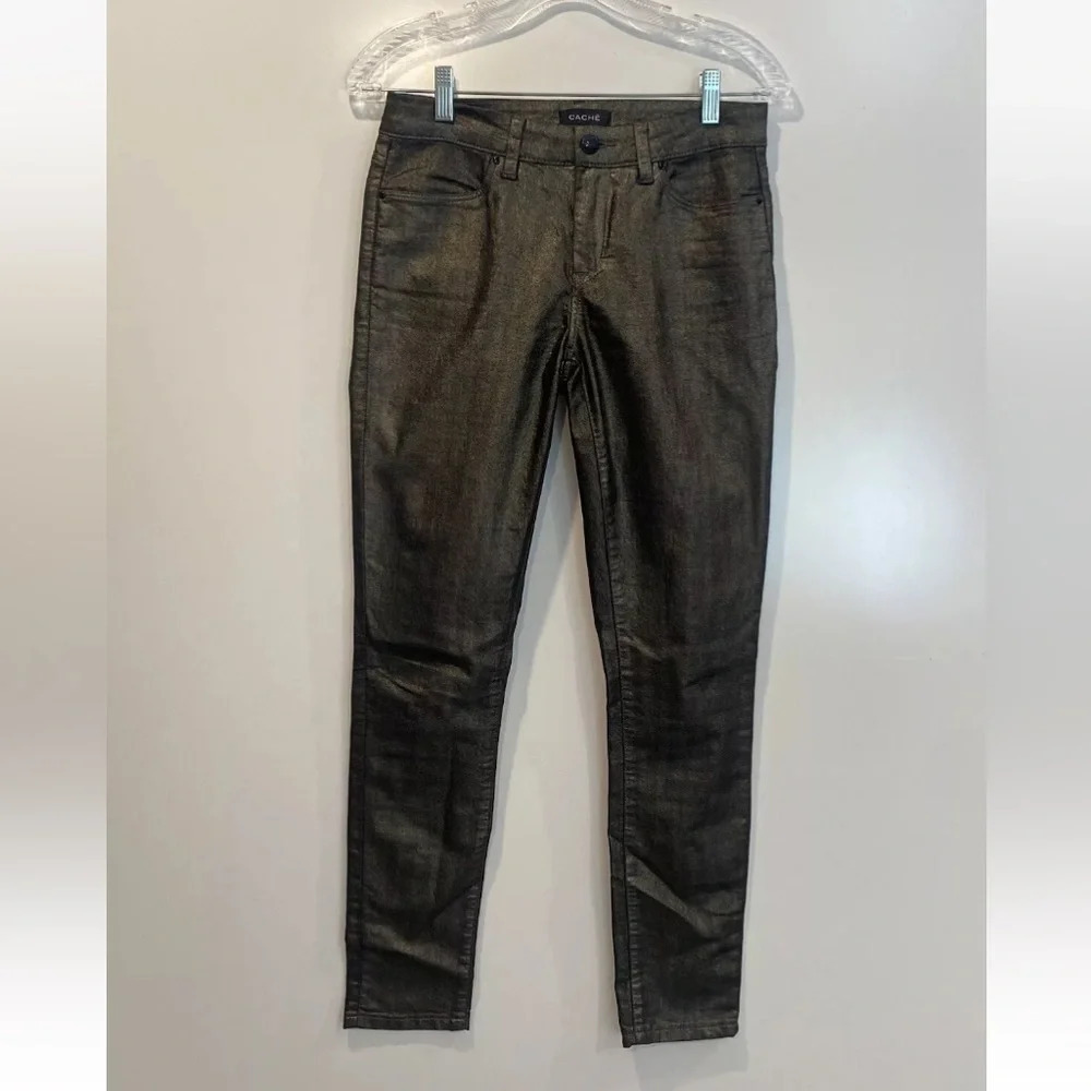 Cache Gold Metallic Jeans Pants Womens‎ Size 2 (598)